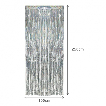 Lametta Vorhänge Silber Glitzer - GREATRIL Mehrfarbig Folien Fransen Lametta Vorhange Bunt Hintergrund für Partydekor Geburtstags Weihnachten Karneval deko Faschingsdeko - 1m x 2.5m - 2 Stück - 6