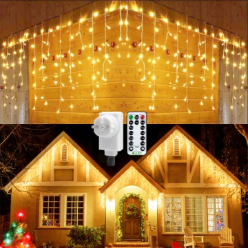 Lichterkette Eisregen außen Warmweiß, Ollny 396LEDs 10m 66Saiten Lichterkette außen Dachrinne Eiszapfen Lichterkette Innen 8 Modi mit Fernbedienung & Timer Strom für Weihnachten Party Pavillon Balkon - 1