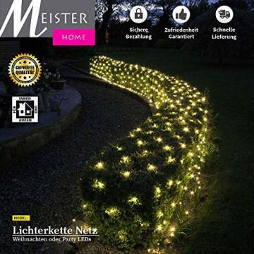 Meisterhome LED Lichternetz 3x3 meter für Außen und Innen, für Weihnachten Deko Garten Hochzeit Party, Warmweiß - 5