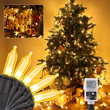 Moxled LED Lichterkette Warmweiß, 15M 100 LED Lichterkette Weihnachtsbaum mit Fernbedienung, Timer, Erweiterbar 8 Modi Weihnachtsbeleuchtung Außen/Innen für Garten, Balkon, Party, Weihnachten Deko - 1