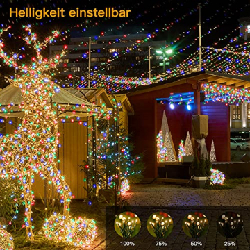 Ollny Lichterkette außen 40M 400 Led Lichterkette innen Warmweiß und bunt 4 in 1 Weihnachtsbaum Lichterkette außen Strom mit Fernbedienung Timer, Outdoor Lichterkette 11 Modi Weihnachtsbeleuchtung - 5