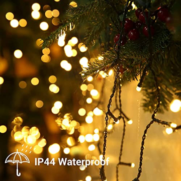 PhilzOps 300 LED Weihnachten Lichterkette, 30M Warmweiß Lichterkette Innen Außen IP44 Wasserfest 8 Modi Beleuchtung für Xmas Hochzeit Party Haushalt Zimmer Garten Baum Deko, Grüner Draht - 4