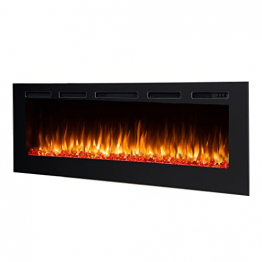 RICHEN Fiamma 68" Elektrokamin - Elektrischer Einbaukamin mit Heizung 1000/2000 W, realistischer 3D-Flammeneffekt, LED-Beleuchtung, Fernbedienung programmierbar, Timer, Thermostat - Schwarz - 1