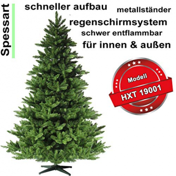 RS Trade HXT 19001 künstlicher Weihnachtsbaum 180 cm (Ø ca. 132 cm) mit 1422 Spitzen und Schnellaufbau Klapp-Schirmsystem, schwer entflammbar, unechter Tannenbaum inkl. Metall Christbaum Ständer - 2