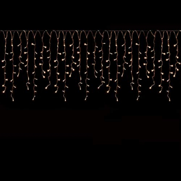 SALCAR 5m LED Lichtervorhang Eisregen + 3m Netzkabel, dekorative LED Lichterkette mit 200 spritzwassergeschützten LEDs, 31V Sicherheitsnetzteil, 8 Betriebsmodi mit Memory-Funktion - Warmweiß - 1