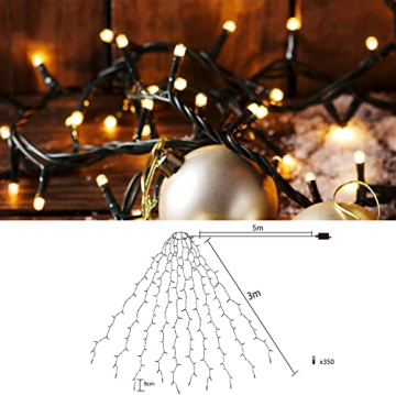 SEGVA Christbaum LED Überwurf, Weihnachtsbaum-Überwurf-Lichterkette mit 10 Girlanden 350er , LED Lichterkette für Weihnachtsbaum (1,8m-2,7m Baum) - 5