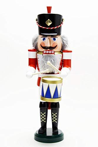 Seiffener Volkskunst Nussknacker "Trommler" rot ca. 39 cm, Erzgebirgskunst, Weihnachtsdeko, Nußknacker, Weihnachten, Holzmann, Holzfigur - 1