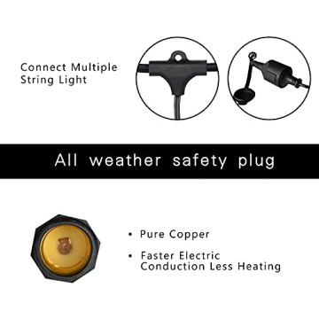 Svater lichterkette außen,39 Meter S14 Lichterkette Garten mit 38x1W LED Birnen Warmweiß 2700K Beleuchtung, IP65 Wasserdicht für Garten, Bäume, Terrasse, Weihnachten, Hochzeiten, Partys - 2