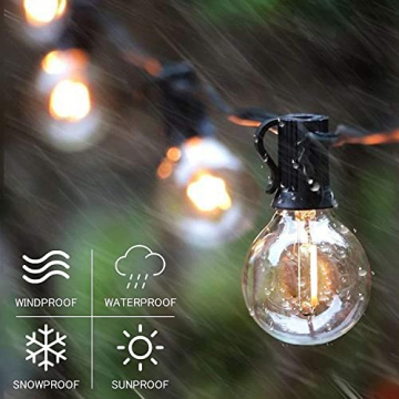 Svater Lichterkette Außen,7.6m 23 Glühbirnen LED G40 Glas Bulbs Garten Lichterkette Terrasse außerhalb,IP44 Wasserdichte Retro Beleuchtung für Innen/Außen Lichterketten,Party,Hochzeit,Weihnachten - 2