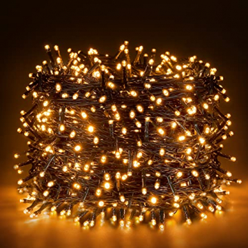 Ulinek 100M 1000LED Lichterkette Weihnachtsbaum Strombetrieben Weihnachtsbeleuchtung außen warmweiß LED Lichterkette außen wasserdicht mit 8 Modi für Weihnachten Baum Haus Balkon Garten Hochzeit Party - 1