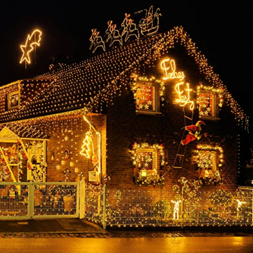 Weihnachtsbeleuchtung Außen - 10M 400 LED Eisregen Lichterkette Weihnachtsdeko mit IP44 wasserdicht & 8Modi, Lichtervorhang Aussen Innen Warmweiß - 4