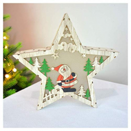 WQISON Weihnachten fünfzackigen Stern-Beleuchtung, Weihnachtsmann Holzdekorationen, Geschenk Crafts - 1
