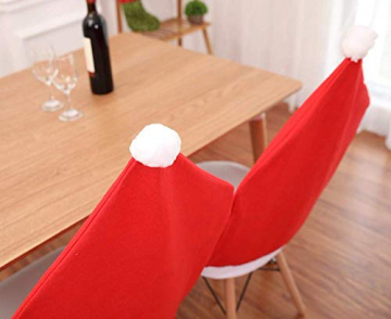 Coliang Weihnachtsmann Weihnachtsstühle Abdeckkappe Vlies Abendessen Tisch Red Hat Stuhlrückenbezüge Weihnachten Weihnachtsschmuck für Zuhause 65x50 cm (Stuhl zurück Decken) - 4