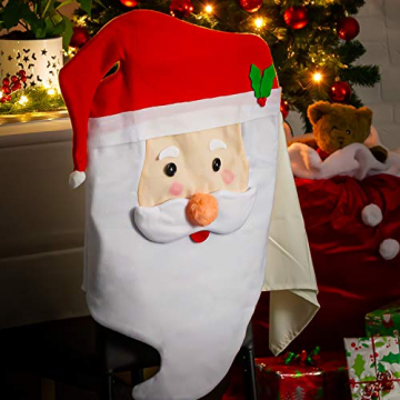 com-four® 2X Premium Stuhlhussen Abdeckung Weihnachtsmann, detailreiche Dekoration zum Überziehen auf den Stuhl für Weihnachten (02 Stück - Santa Claus) - 2