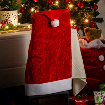 COM-FOUR® 2X Premium Stuhlhussen für Weihnachten - Weihnachtsdeko für Stühle - Stuhlabdeckung im weihnachtlichen Design - Stuhlbezug - 3