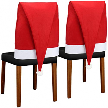 com-four® 4X Premium Stuhlhussen Abdeckung Weihnachtsmütze, Dekoration zum Überziehen auf den Stuhl für Weihnachten - 5