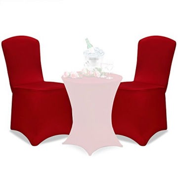 Deuba Stuhlhussen Stretch 4er Set Bordeaux-Rot Dehnbar Waschbar Weihnachten Hochzeit Event Universal Husse Bezug Überzug - 4