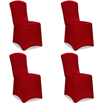 Deuba Stuhlhussen Stretch 4er Set Bordeaux-Rot Dehnbar Waschbar Weihnachten Hochzeit Event Universal Husse Bezug Überzug - 1