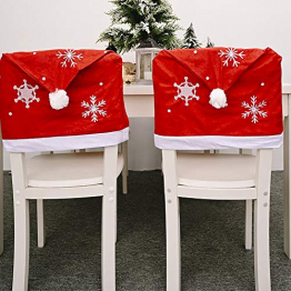 FJROnline 4er-Set Weihnachten Stuhlrückenbezug Schneeflocke waschbar Weihnachten Sitzbezüge Schonbezüge Schonbezüge Dekoration für Esszimmer, Küche, Esszimmerstuhl, Polyester, 4 Pcs - 1