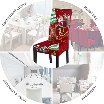 Loozykit Weihnachten Stuhlhussen 4er/6er Set Stretch Stuhlbezug Universal Moderne Xmas Festlich Stuhl Husse Dekoration Protector Strech Chair Cover für Esszimmer Party Banquet Restaurant (Rot-2, 6pcs) - 6