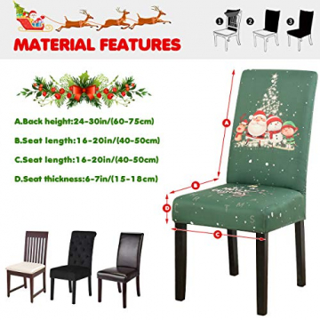 Weihnachten Stuhlhussen 1er 2er 4er 6er Set Xmas Weihnachtlich Stuhlüberzug Universal Stretch Stuhlbezüge Abnehmbar Waschbar Weihnachten Stuhlbezug für Esszimmer Party Banquet (D, 6er set) - 3