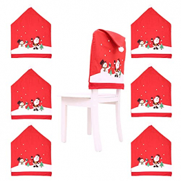 Weihnachtsstuhlbezug, walenbily 6 Stück Weihnachtsdeko Dining Stuhlhusse Santa Claus Bedruckt Weihnachtsmann, Schneemann 60x49cm für Stuhlabdeckung im weihnachtlichen - 1