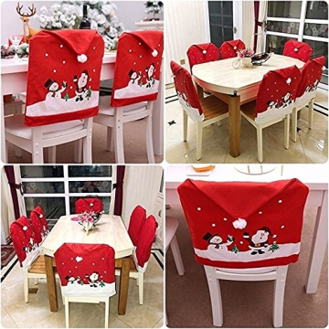 Weihnachtsstuhlbezug, walenbily 6 Stück Weihnachtsdeko Dining Stuhlhusse Santa Claus Bedruckt Weihnachtsmann, Schneemann 60x49cm für Stuhlabdeckung im weihnachtlichen - 7