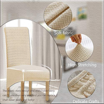 XIANYU Stretch Abnehmbare Waschbare Esszimmerstuhlbezüge Stretch Stuhlbezüge Stuhlbezug Parsons Stuhlhussen Für Esszimmer (Beige,Set of 6(XL)) - 2