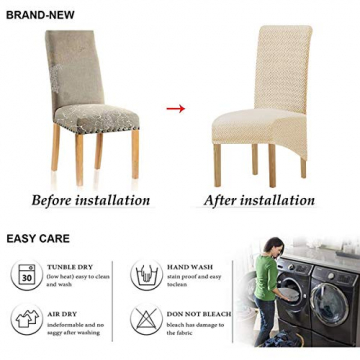 XIANYU Stretch Abnehmbare Waschbare Esszimmerstuhlbezüge Stretch Stuhlbezüge Stuhlbezug Parsons Stuhlhussen Für Esszimmer (Beige,Set of 6(XL)) - 3