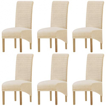 XIANYU Stretch Abnehmbare Waschbare Esszimmerstuhlbezüge Stretch Stuhlbezüge Stuhlbezug Parsons Stuhlhussen Für Esszimmer (Beige,Set of 6(XL)) - 1