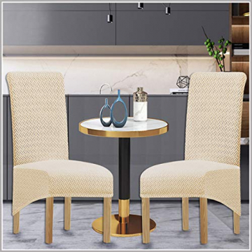 XIANYU Stretch Abnehmbare Waschbare Esszimmerstuhlbezüge Stretch Stuhlbezüge Stuhlbezug Parsons Stuhlhussen Für Esszimmer (Beige,Set of 6(XL)) - 6