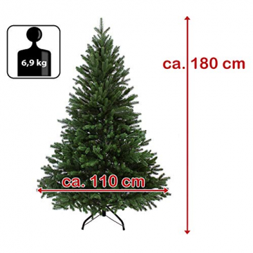 BB Sport Luxus Christbaum 180 cm Dunkelgrün künstlicher Weihnachtsbaum PE/PVC Spritzguss Mix Tannenbaum Standfuß - 7