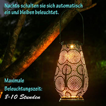 LED Solarlaterne für Außen Gross, Metall Solarlampen für Außen Hängend, JOYCREATOR Solar Laterne mit IP65 Wasserdicht für Garten Terasse Balkon Weihnachten Deko Geschenk (Türkis/Große) - 2