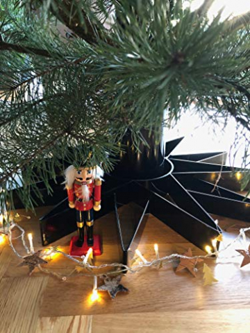 Metall Weihnachtsbaumständer, Sternförmige Weihnachtsbaumständer, Tannenbaumständer mit Wasserbehälter, Christbaumständer für echte Bäume bis zu Einer Höhe von 2,5 m (schwarz) - 7