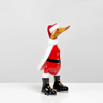 Rikmani - Holzfigur Santa Ente Weihnachten - Handgefertigte Dekoration aus Holz Geschenk Figur Set - 5