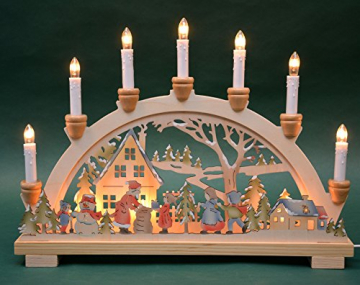 Schwibbogen Lichterbogen Leuchter Bescherung traditionelles Motiv farbig 10flammig innenbeleuchtet Weihnachten Advent Geschenk Dekoration (10792) - 2