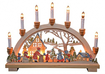Schwibbogen Lichterbogen Leuchter Bescherung traditionelles Motiv farbig 10flammig innenbeleuchtet Weihnachten Advent Geschenk Dekoration (10792) - 1