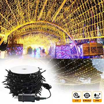 UISEBRT 100m 1000 LED Lichterkette Außen Innen Dekoration für Weihnachten, Ostern, Halloween, Hochzeit, Party, mit 8 Leuchtmodi, Wasserdicht IP44 (100m 1000LED, Warmweiß) - 3