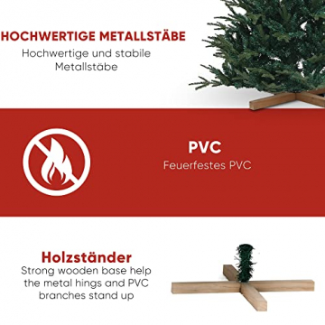 Urhome Künstlicher Weihnachtsbaum mit Ständer Nordmanntanne - 220 cm hoher Christbaum Dekobaum PVC Kunstbaum Tannenbaum Schnellaufbau Klappsystem Baum für Weihnachten - 3