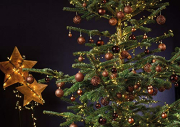 WOMA Christbaumkugeln Set in 19 weihnachtlichen Farben - 111er Set Weihnachtskugeln Braun aus Kunststoff + Baumspitze - Gold, Silber, Rot & Kupfer UVM - Weihnachtsbaum Deko & Christbaumschmuck - 4