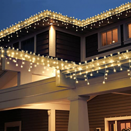 [240 LED] Lichterkette, 9M 8 Modi Lichterkette Außen Strom Weihnachtsbeleuchtung Wasserdicht Außen/Innen LED Lichterkette mit Memory-Funktion für Garten Balkon Weihnachtsbeleuchtung Außen, Warmweiß - 1