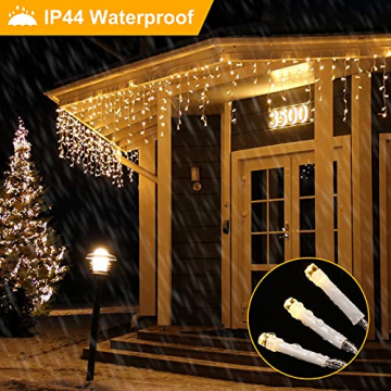[240 LED] Lichterkette, 9M 8 Modi Lichterkette Außen Strom Weihnachtsbeleuchtung Wasserdicht Außen/Innen LED Lichterkette mit Memory-Funktion für Garten Balkon Weihnachtsbeleuchtung Außen, Warmweiß - 4