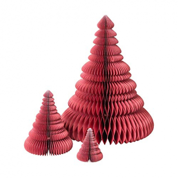 broste Copenhagen Paper Christmas Tree Decoration (Set of 3) - Red - 1