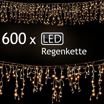 Deuba LED Lichterkette Regen 20m warmweiß 600 LED Innen Außen Lichterregen Regenlichterkette Weihnachtsdeko Weihnachten - 4