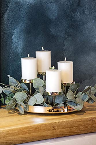EDZARD Adventskranz / Kerzenleuchter Marbella (Ø 31 cm, H 16 cm) aus Edelstahl - Kerzenhalter, Kerzenständer Silber für Stumpenkerzen - Deko Kerzen, Tischdeko, Silber Deko für Kerzen - als Geschenk - 6