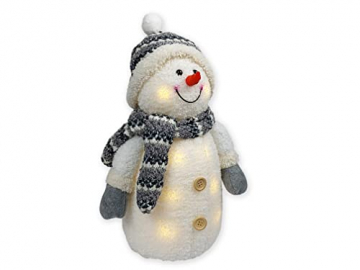 Gravidus niedlicher LED Deko Schneemann beleuchtete Dekofigur mit Schal, Mütze und Handschuhe ca. 33 cm Hoch, Weihnachtsdekoration für den Innenbereich - Ideal zum Verschenken, Weiß, Grau, Beige - 3
