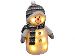 Gravidus niedlicher LED Deko Schneemann beleuchtete Dekofigur mit Schal, Mütze und Handschuhe ca. 33 cm Hoch, Weihnachtsdekoration für den Innenbereich - Ideal zum Verschenken, Weiß, Grau, Beige - 1
