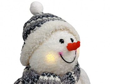 Gravidus niedlicher LED Deko Schneemann beleuchtete Dekofigur mit Schal, Mütze und Handschuhe ca. 33 cm Hoch, Weihnachtsdekoration für den Innenbereich - Ideal zum Verschenken, Weiß, Grau, Beige - 4