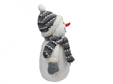 Gravidus niedlicher LED Deko Schneemann beleuchtete Dekofigur mit Schal, Mütze und Handschuhe ca. 33 cm Hoch, Weihnachtsdekoration für den Innenbereich - Ideal zum Verschenken, Weiß, Grau, Beige - 6