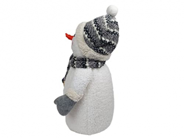 Gravidus niedlicher LED Deko Schneemann beleuchtete Dekofigur mit Schal, Mütze und Handschuhe ca. 33 cm Hoch, Weihnachtsdekoration für den Innenbereich - Ideal zum Verschenken, Weiß, Grau, Beige - 8